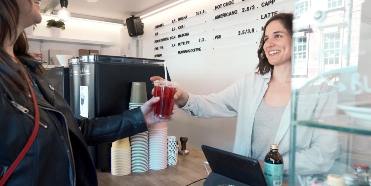 Jonah's trader serving customer