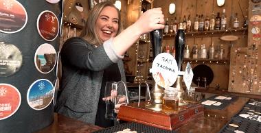 Orchard Bar trader pulling  a pint