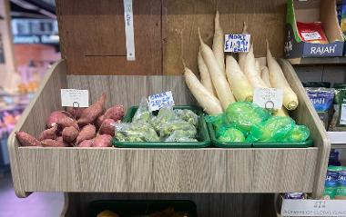 Shelf of vegetables