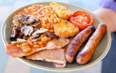 Full English breakfast close up