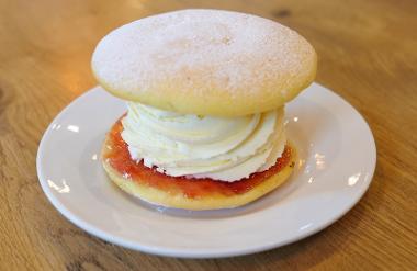 Cream and jam bun