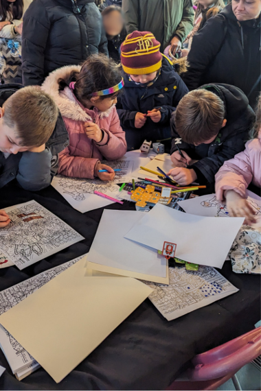 Group of children colouring in 