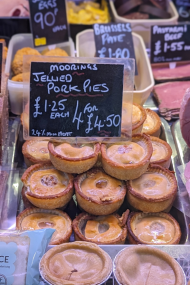 Close up of pork pies